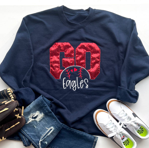 Sequin GO Team Baseball/Softball Embroidered Sweatshirt